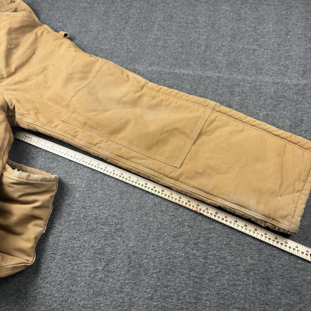 Carhartt Bibs Men 38x34 Duck Canvas Arctic Quilt Lined Insulated Overalls R03 - Picture 11 of 14